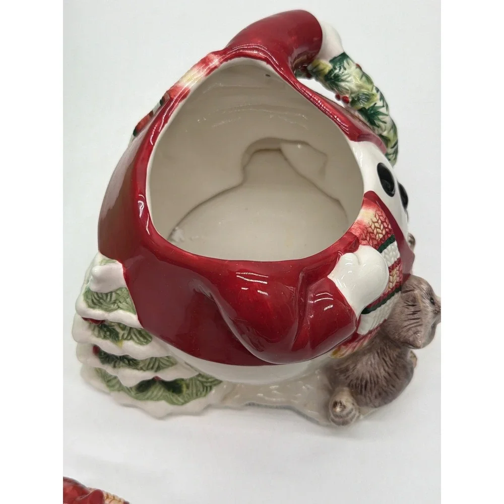 Fitz and Floyd Woodland Snowman Cookie Jar Christmas Ceramic with Box 2003